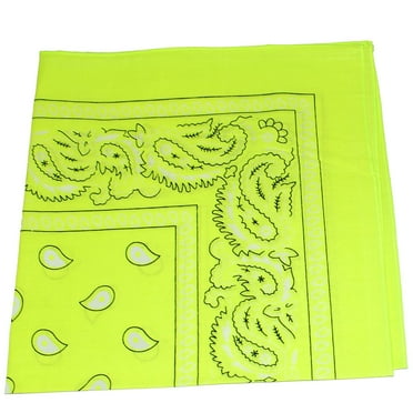 Mechaly Paisley 100% Cotton Bandanas - 6 Pack (Neon Yellow)