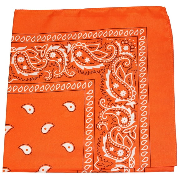 Mechaly 100% Cotton Bandana, Paisley Orange