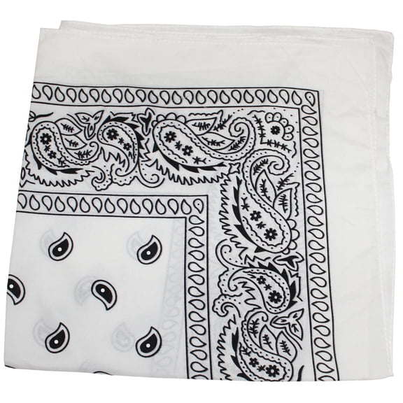 Mechaly 100% Cotton Bandana Paisley White