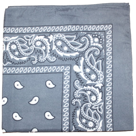 Mechaly Paisley 100% Cotton Double Sided Bandanas - 36 Pack (Grey)
