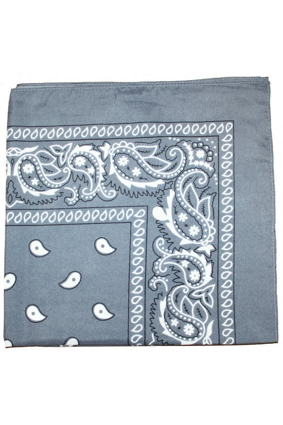 Paisley 100% Polyester Bandana (Grey)