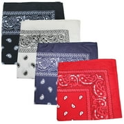 Mechaly Paisley 100% Polyester Unisex Bandanas - 4 Pack Mixed Colors