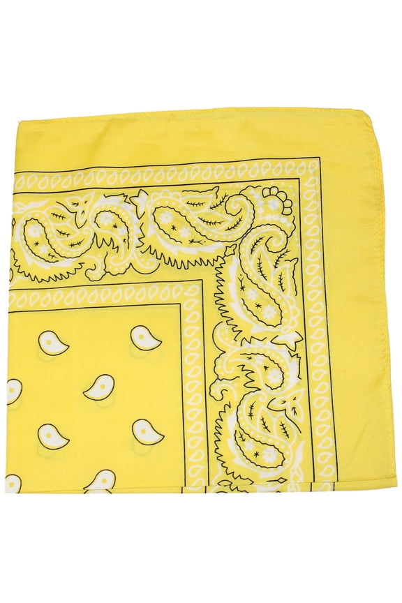 Paisley Polyester Unisex Bandanas - 12 Pack - Dozen Wholesale (Yellow)