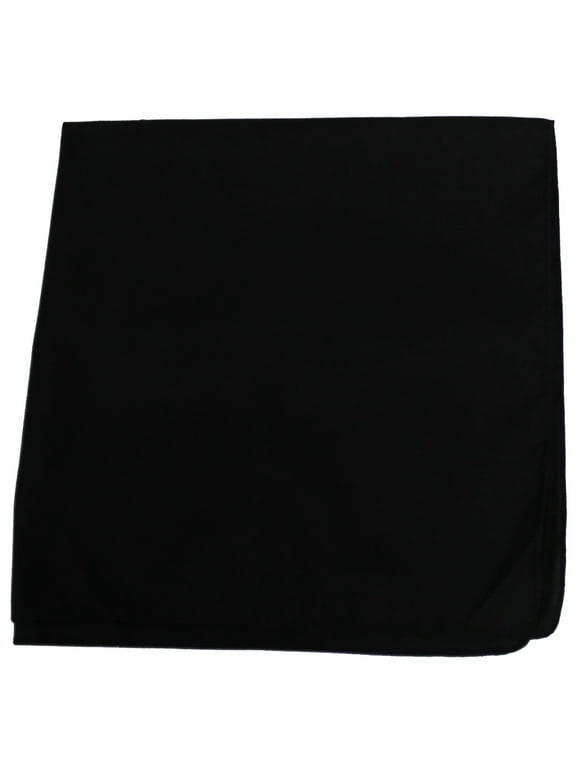 Plain 100% Cotton X-Large Bandana - 27 x 27 Inches (Black)