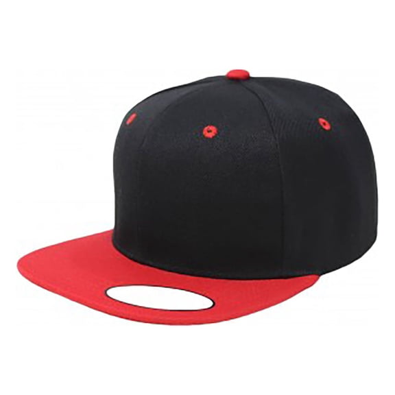 Mechaly Snapback Cap Hat Flatbrim Adjustable (Black & Red)