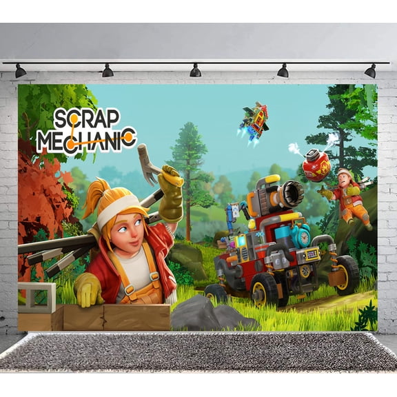 Mechanic Backdrop Banner Party Supplies Poster Movie Theme Background for Photography Birthday Decorations