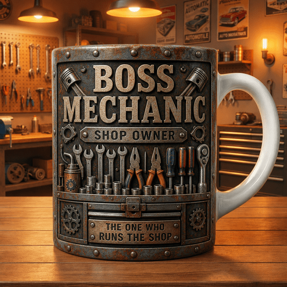 Mechanic Boss Mug Personalized Gift for Shop Owner, Custom Coffee Mug for Boss Mechanic