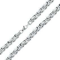 Men's Stainless Steel Square Byzantine Chain, 24