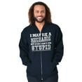 thumbnail image 1 of Mechanic Cant Fix Stupid Rude Honest Men's Big & Tall Graphic Zip Up Hoodie Brisco Brands 3X, 1 of 5