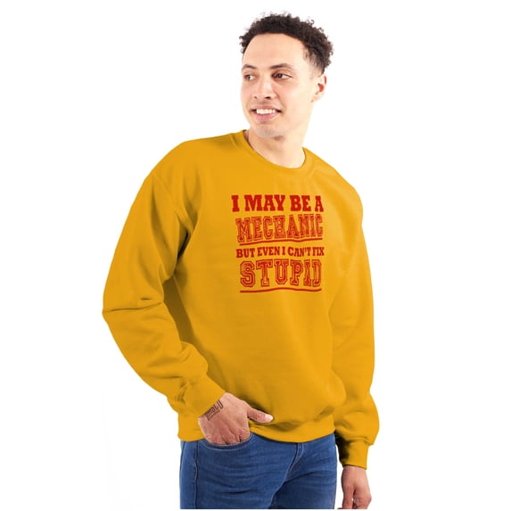 Mechanic Cant Fix Stupid Rude Honest Men's Crewneck Sweatshirt Brisco Brands 2X