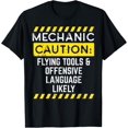 thumbnail image 1 of Mechanic Caution Flying Tools Funny Car Auto Garage Men T-Shirt, 1 of 4