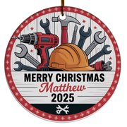 Mechanic Christmas Ornament 2025, Christmas Ornament, Gift for Christmas, Unique Christmas Ornament, Custom Name Text Gifts Men Women, Circle Christmas Ornament