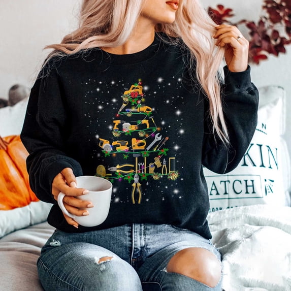 Mechanic Christmas Tree Sweatshirt, Funny Mechanic Lover Gift, Mechanic Christmas Lights Sweatshirt, Christmas Tree Shirt for Women and Men