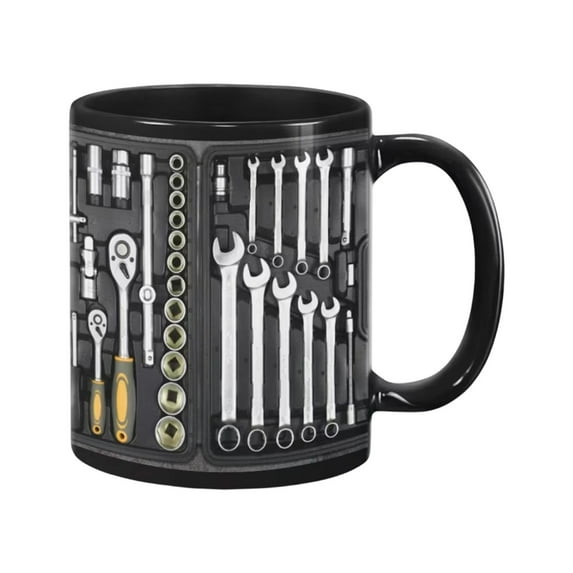 Mechanic Coffee Cup,Mechanic Toolbox Coffee Mug 11oz,Funny Tool-Inspired Ceramic Cup,Funny Tool Box Set Design Creative Space Cup Gift for Car Repair,Car Handyman,Machinist,Husband(A)