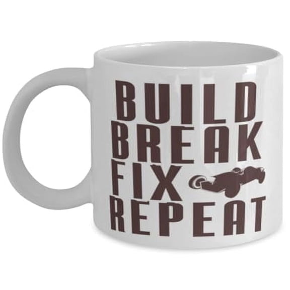 Mechanic 11 oz Coffee Mug - Build Break Fix Repeat White Ceramic Gift