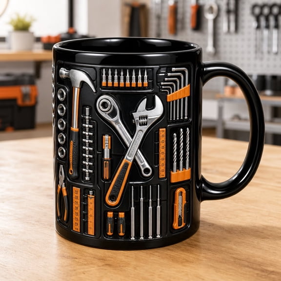Mechanic Coffee Mug Toolbox Wrench Tools Gift for Dad & Husband