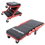 WheelX Mechanic Creeper 36 inch 2 in 1 Z Seat 340 lbs Capacity, Foldable Garage Chair Adjustable Rolling Folding with 6 Pcs Wheels, Lay Down or Sit