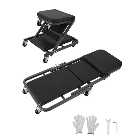 Mechanic Creeper 36 Inches 2 Modes Z Seat 330 lbs Capacity, Foldable Garage Chair Adjustable Rolling Folding with 6 pcs Wheels Roller, Lay Down or Sit, Under Car