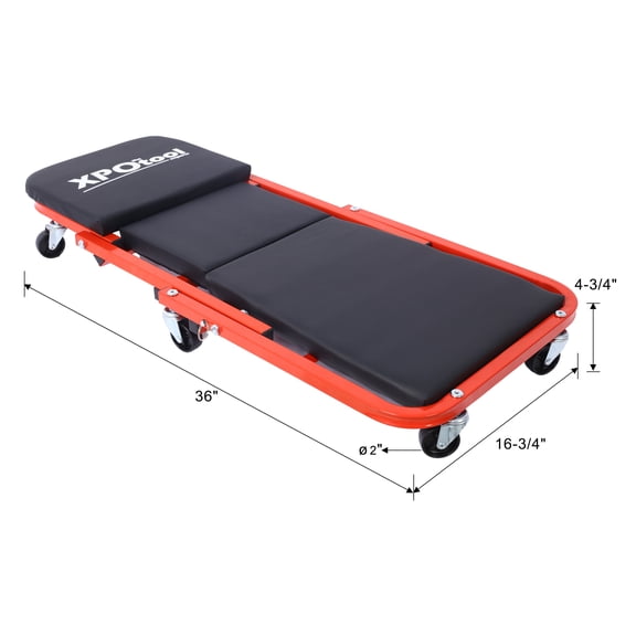 Mechanic Creeper, Garage Gift, 36" Z Creeper Seat, 2 in 1 Mechanic Gifts, 300 lbs Capacity, Low Profile Creeper with 6 pcs Wheels in Garage/Shop for Fathers Day Tool Gift ,red color,