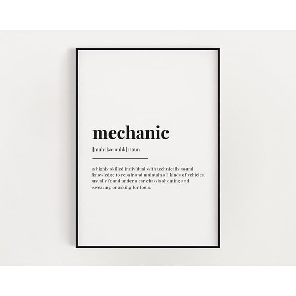 Mechanic Definition Print, Art Print, Mechanic, Definition Print, Quote Print, Text Print, Typography Print, Minimalist Wall Art Home Decor #3679, Unframed Poster Size 8x12