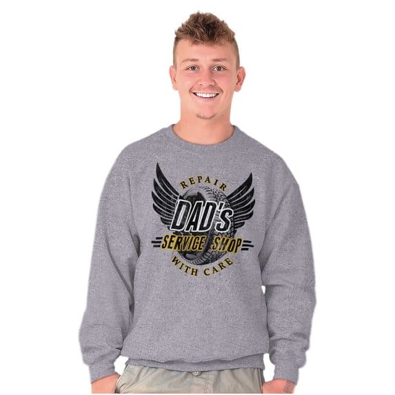 Mechanic Father Dads Service Shop Car Men's Big & Tall Crewneck Sweatshirt Brisco Brands 3X