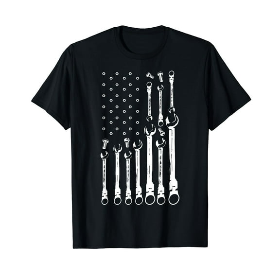 Mechanic Flag Shirt Patriotic Mechanic USA Flag Black T-Shirt Gift