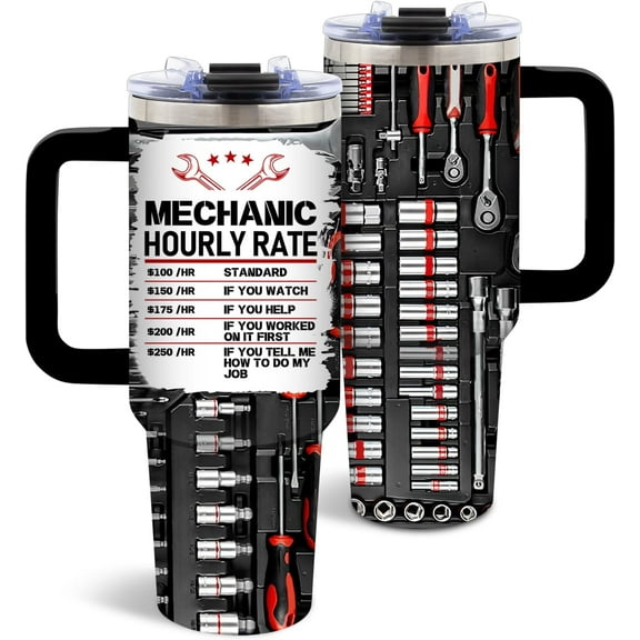 Mechanic Gifts, Mechanic Tumbler 40 Oz, Stainless Steel Insulated Mug, Perfect Birthday or Father’s Day Gift for Mechanics, Car Enthusiasts, Funny Coffee Travel Mug for Auto Repair Workers