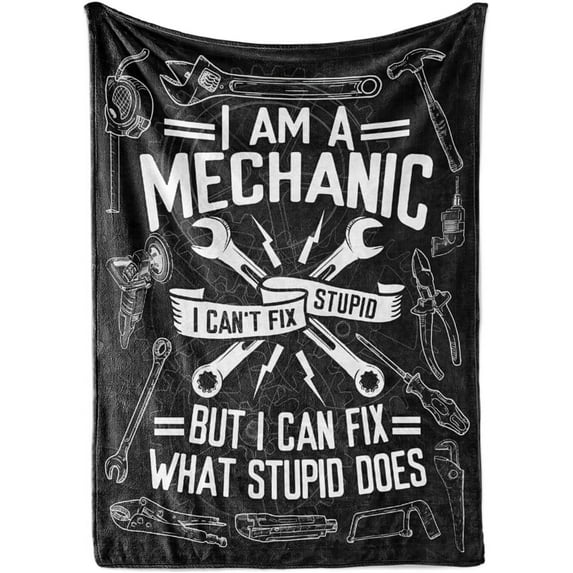 Mechanic Gifts for Men Flannel Throw Blanket, Funny Unique Birthday for Him 50"*65"
