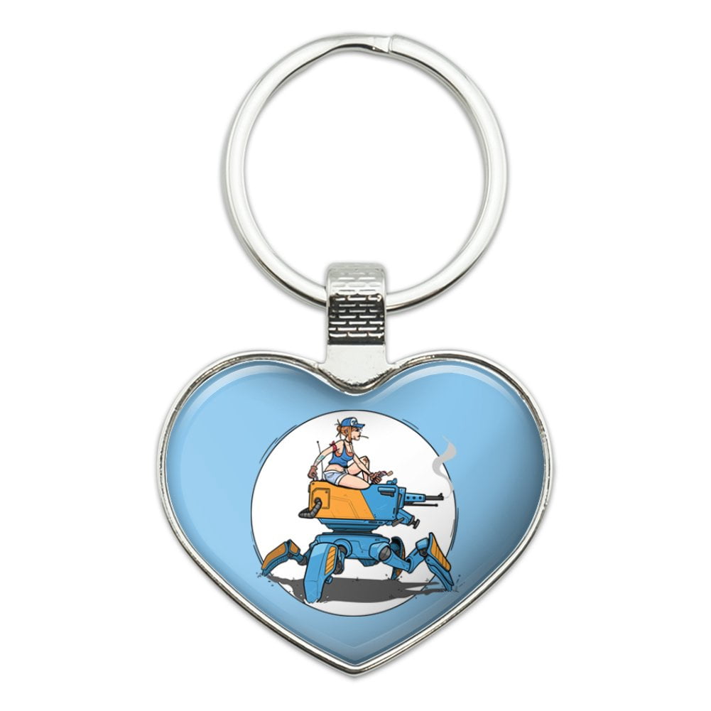 Mech Handkey Chain Mechanic Girl Riding Mecha Robot Tank Mech Engineer Keychain Heart Love ...