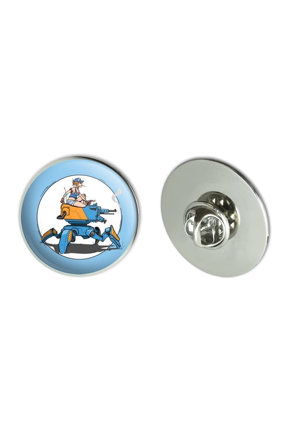 Mechanic Girl Riding Mecha Robot Tank Mech Engineer Metal 1.1" Tie Tack Hat Lapel Pin Pinback