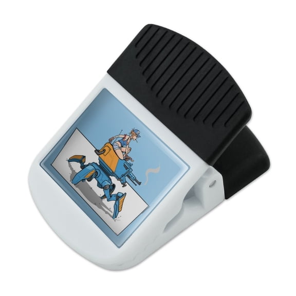 Mechanic Girl Riding Mecha Robot Tank Mech Engineer Refrigerator Fridge Magnet Magnetic Hanging Hook Note Snack Clip
