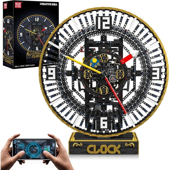 Mechanic Grand Clock Building Set, APP Control Real time Mechanical Gear Rotation, DIY Electric Building Block Clock for Collections Enthusiasts(3675 PCS)