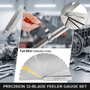 Mechanic Hand Tool, 32 Blade 0.04-0.88Mm Gap Tester, Stainless Steel Thickness Gage for Precision Measuring, Compact 3.75X1X0.5 Inch Spark Plug Gap Tool, Durable Accessory for