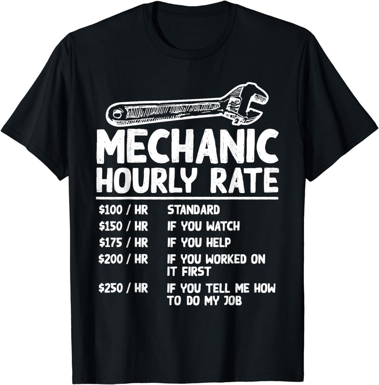 Mechanic Hourly Rate Funny Car Motorcycle Labor Gift For Men TShirt