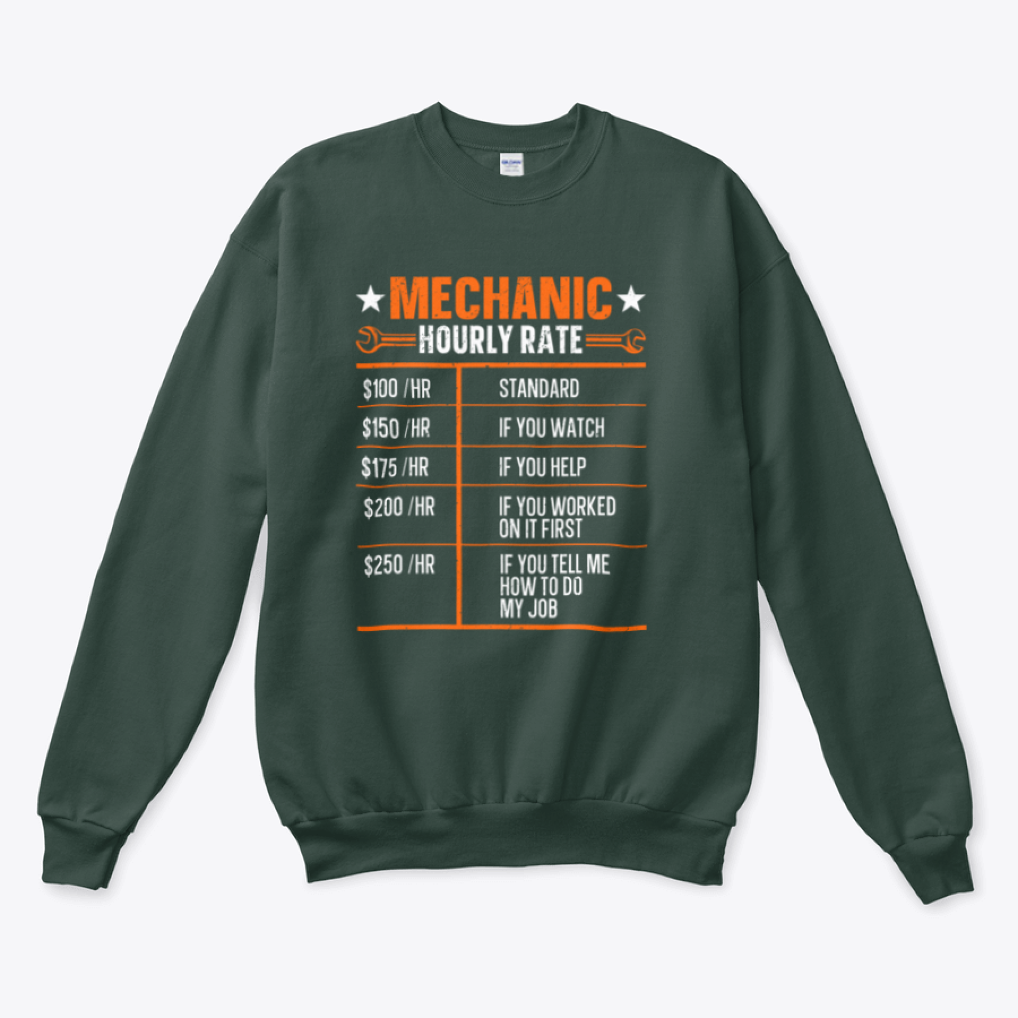 Mechanic Hourly Rate Funny Labor Cost Hilarious Repair Man Sweatshirt