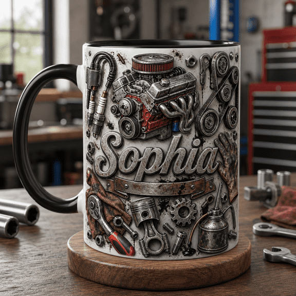 Mechanic Mug 2D Printed 3D Effect Grease Monkey Coffee Cup for Auto Repair Pros