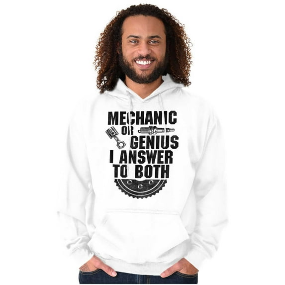 Mechanic Or Genius Sarcastic Humor Unisex Plus Fleece Graphic Hoodie Brisco Brands 2X
