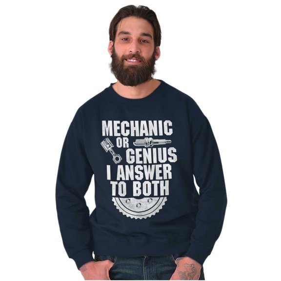 Mechanic Or Genius Sarcastic Humor Unisex Plus Fleece Graphic Sweatshirt Brisco Brands 2X