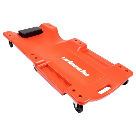 Mechanic Plastic Creeper 40 Inch - Blow Molded Ergonomic HDPE Body with Padded Headrest & Dual Tool Trays - 360 Lbs Capacity Red
