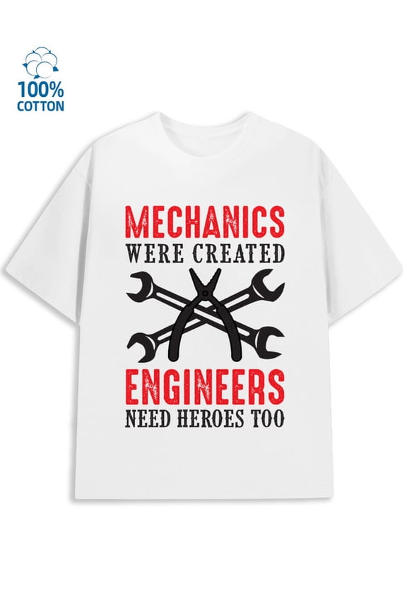 Mechanic Pride mens mechanical 180G 100% Cotton white funny Tech Style Fashion Unisex Shirt Short Sleeve tshirts Trendy Unisex Shirt Crewneck tshirts