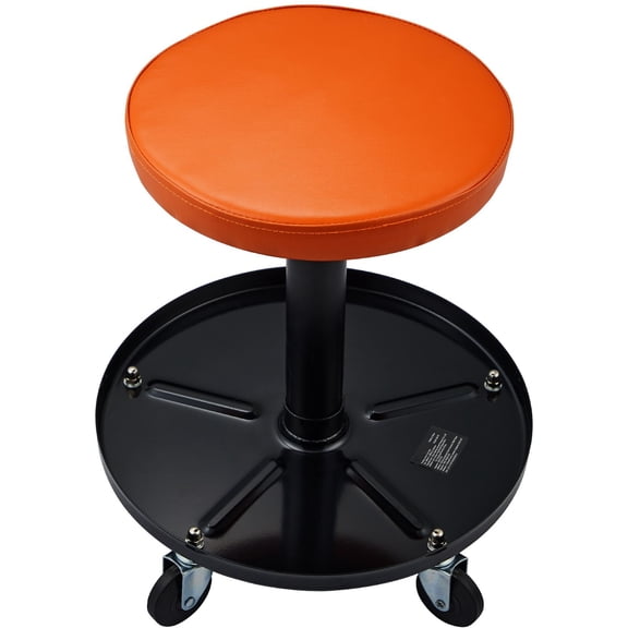 Mechanic Rolling Stool 250 LBS Capacity Pneumatic Height Adjustable 22 to 28" Garage Workshop Seat with Tool Tray for Auto Repair Shop