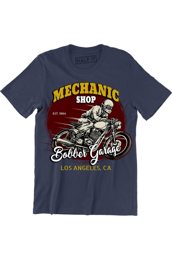 Mechanic Shop Biker Los Angeles Chopper Work Button Up Garage Men's T-Shirt