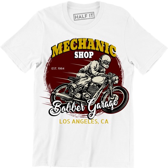 Mechanic Shop Biker Los Angeles Chopper Work Button Up Garage Men's T-Shirt