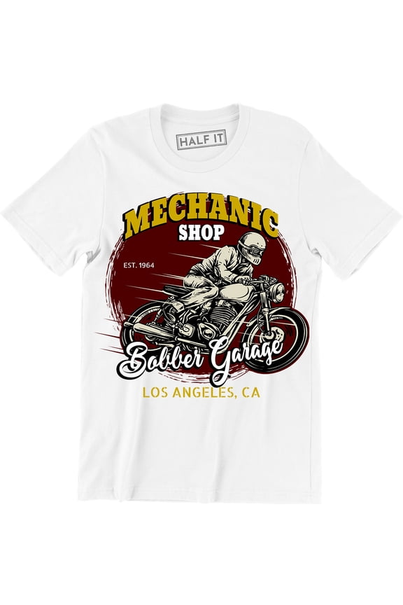 Mechanic Shop Biker Los Angeles Chopper Work Button Up Garage Men's T-Shirt