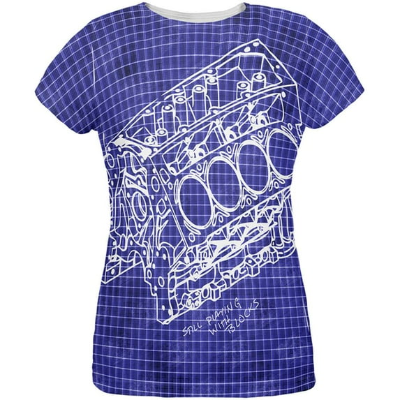 Mechanic Still Playing With Blocks All Over Womens T Shirt Multi X-LG