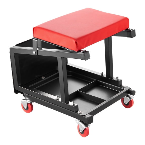 Mechanic Stool Rolling Work Seat - 300 lb Capacity Mobile Workshop Stool with Wheels and Step Stool Function