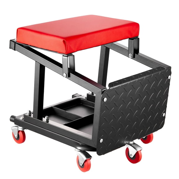Mechanic Stool Rolling Work Seat with Wheels, 300 lbs Capacity - Mobile Seat and Step Stool for Garage Workshops
