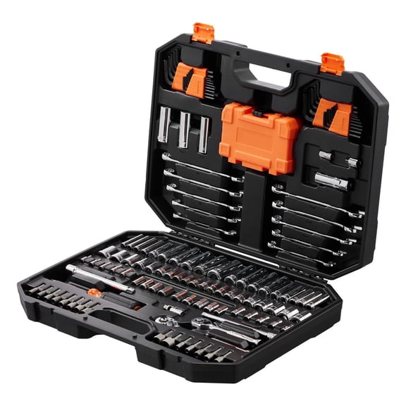 Mechanic Tool Set, 145 Pcs Socket Set - 1/4" & 3/8" Drive SAE Metric