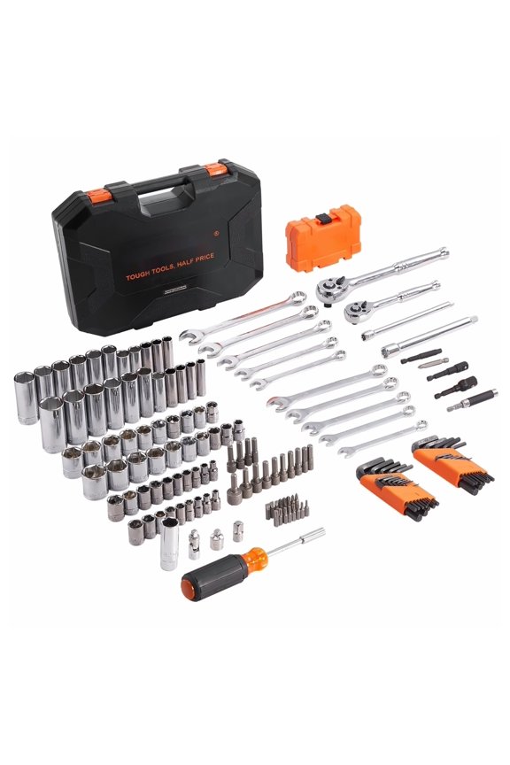 Mechanic Tool Set & Socket Set 145 Pcs - 1/4" & 3/8" Drive SAE/Metric, Combination Wrenches, Hex Keys, Bit Set - Automotive Repair & Home Improvement