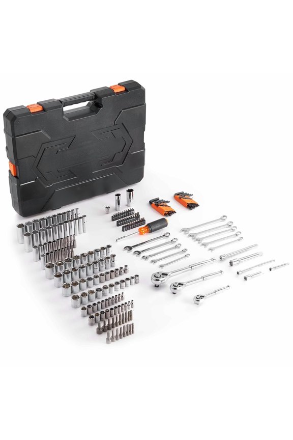 Mechanic Tool Set & Socket Set - 205 Pcs 1/4" 3/8" 1/2" Drive SAE Metric Kit with Wrenches & Bits - Auto Repair Hand Tools with Storage Case